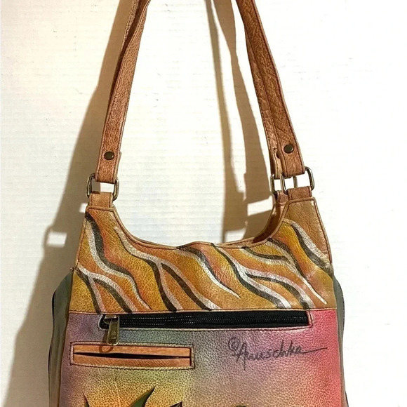 Anuschka multicolors printed leather shoulder handbag - Picture 2 of 9